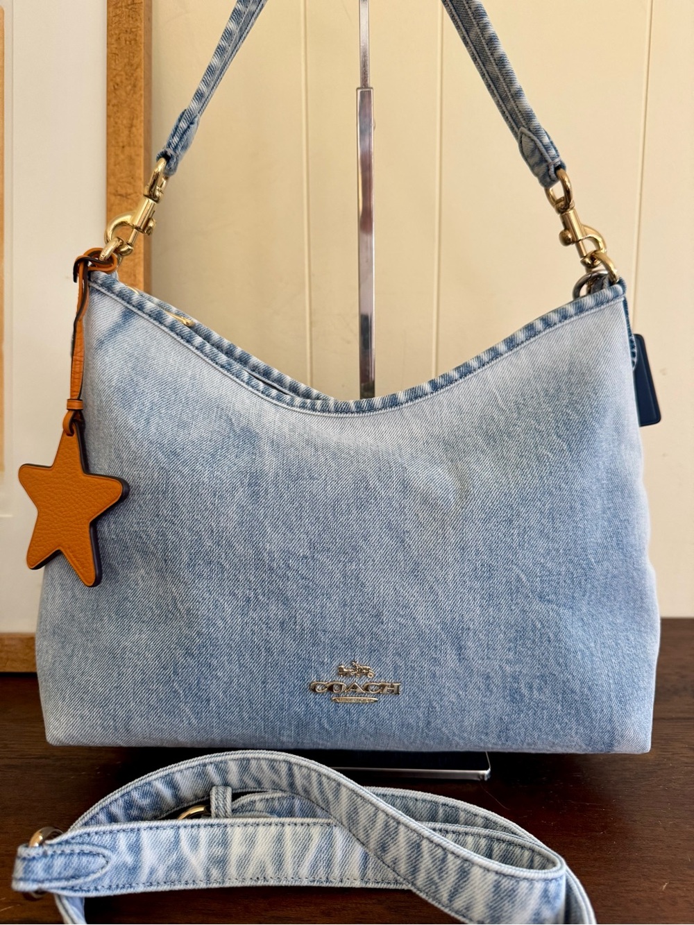 COACH LAUREL SHOULDER BAG IN "LOVED DENIM" WITH CHARMS - NWOT